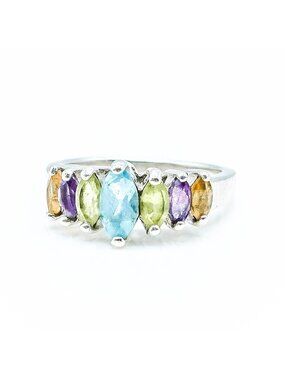 Multi Gemstone Sterling Silver Ring Amethyst Topaz Peridot Citrine Size 7